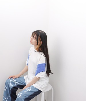 袖キバ サメ＆熊＆ライオン 異素材袖Tシャツ H1240017