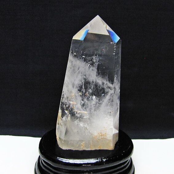 水晶 六角柱 水晶 ポイント 台座付属 置物 原石 一点物 152-4592