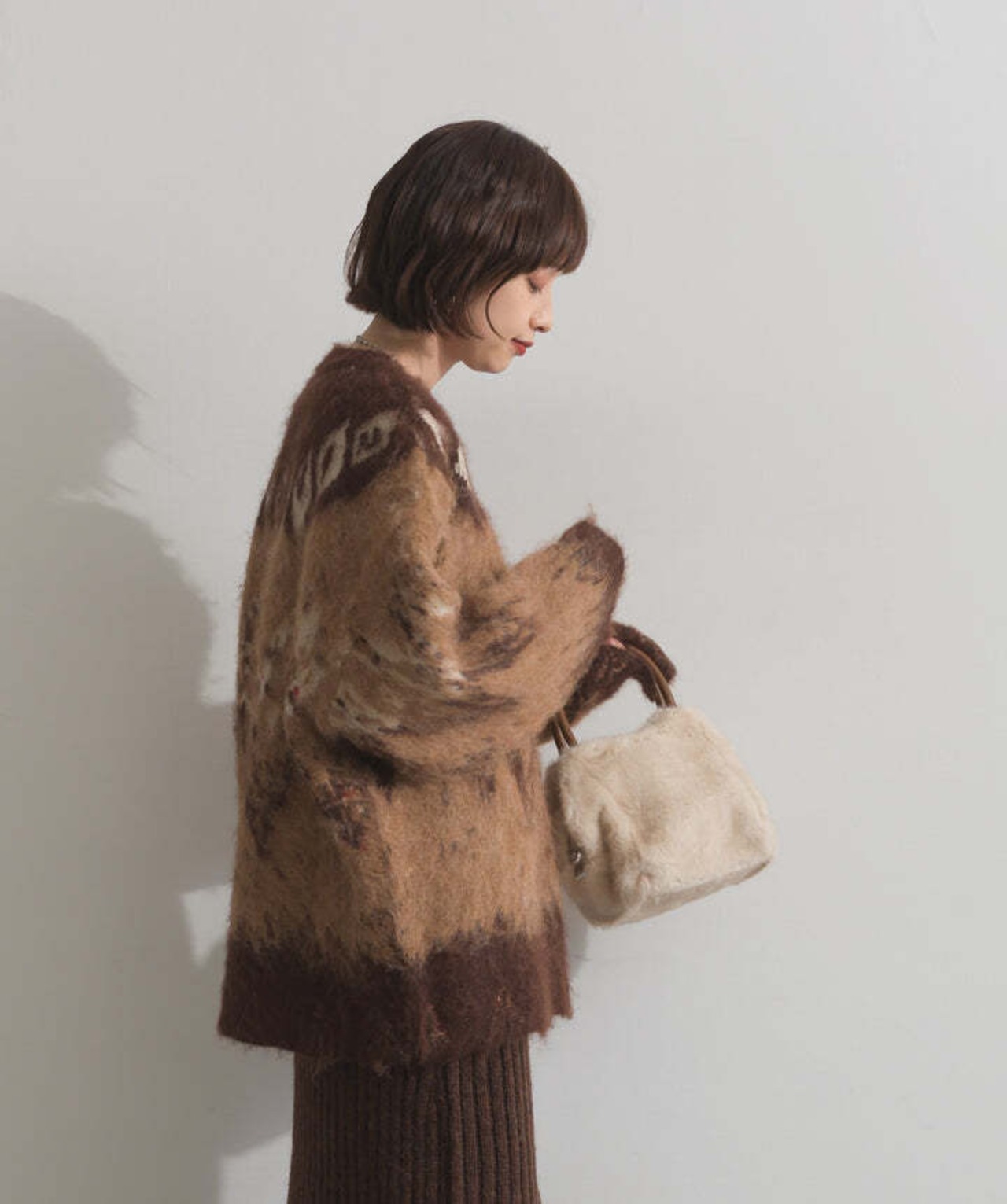 HD2510042 ノルディック柄シャギーニットプルオーバー brown