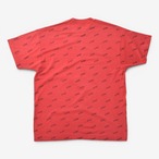 90s BEST  総柄ロゴプリントTシャツ レッド USA製