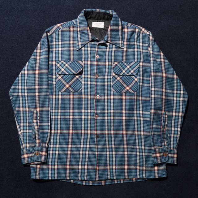 極美品 L 70s 80s JC Penney 長袖 ウールポリチェックシャツ Wool-Poly Plaid Shirt