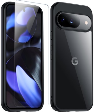 【新着特価】Google Pixel 9/9pro ケース ブラック 耐衝撃 ガラスフィルム保護付き pixel9ケース 米軍MIL規格 耐久性 黄変防止 薄型 ワイヤレス充電対応 スマホケース ストラップホール付き ピクセル9 カバー 黑 gogorelax