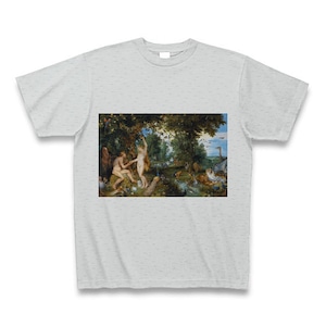 楽園のアダムとエヴァ（ピーテル・パウル・ルーベンス＆ヤン・ブリューゲル）：厳選名画Tシャツコレクション（グレー）