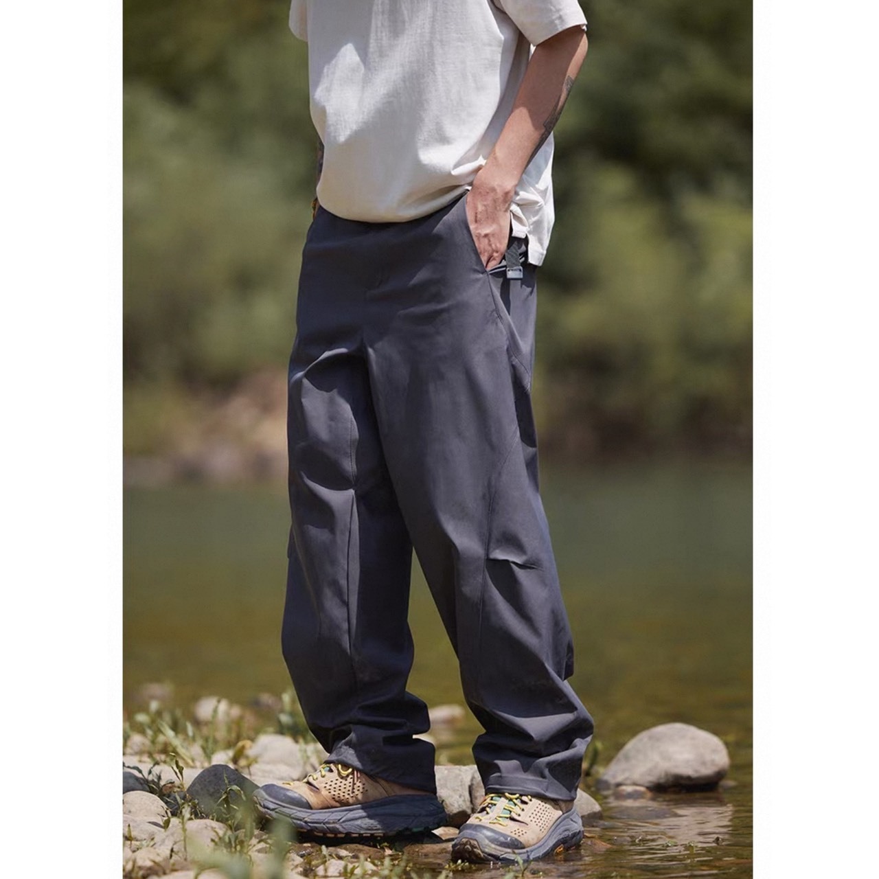 Buckle belt wide pants 1420 - 2