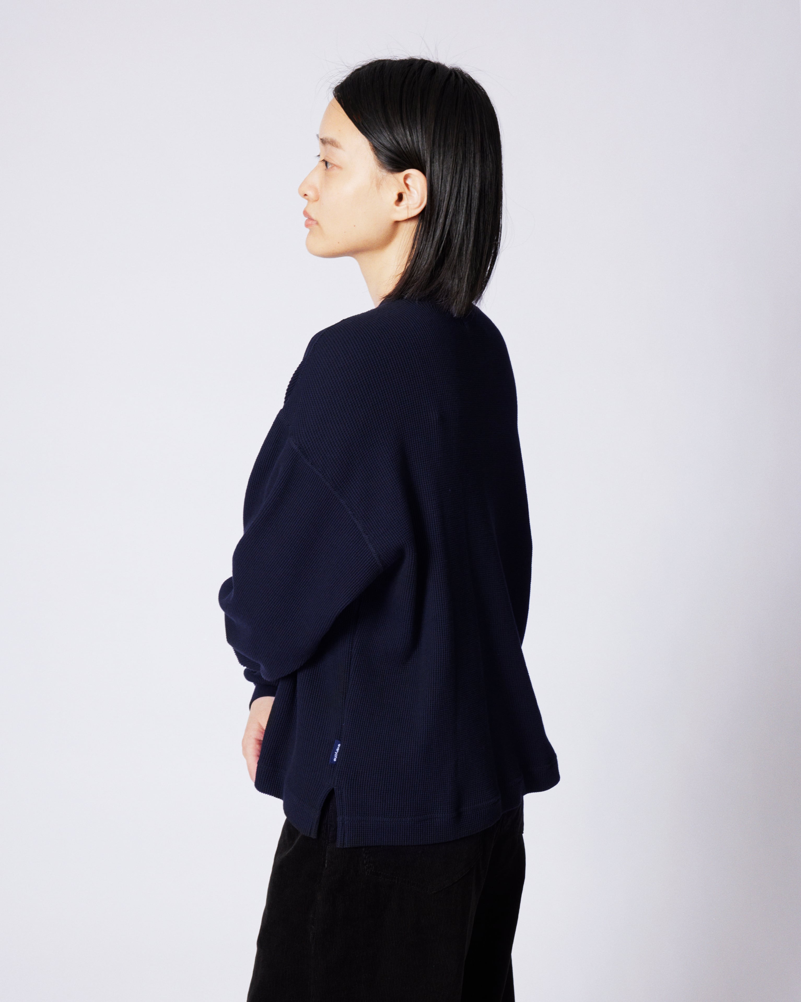 everyone surf knit long sleeve tee shirt (NAVY) | everyone