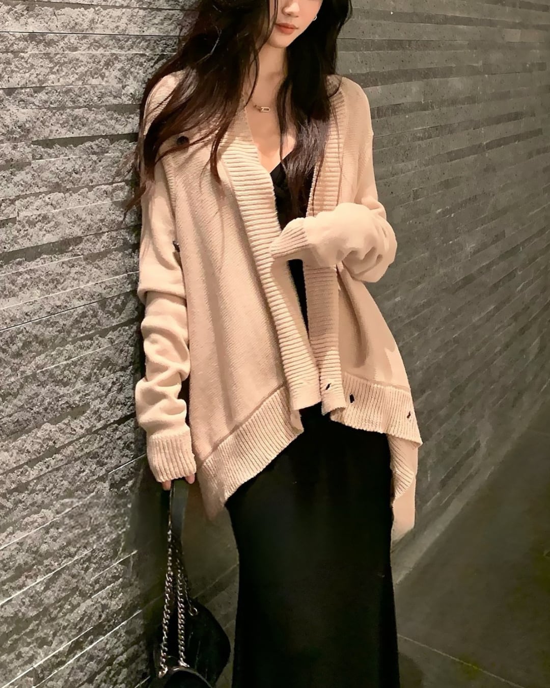 ドレープアシメニットカーディガン l5113