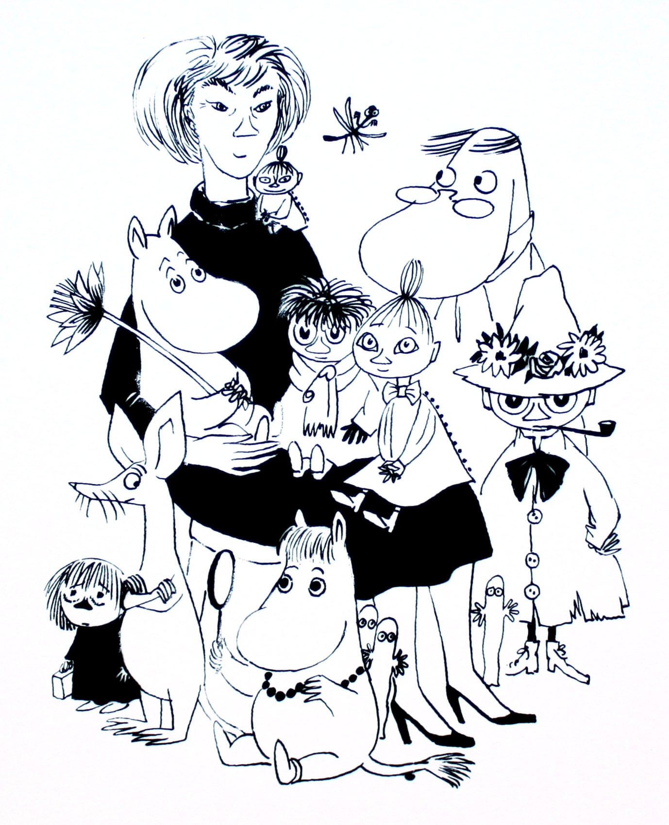 ムーミン 北欧 Putinki「トーベファミリー フラワー」送料無料 フレーム選択可能 展示用フック付アートポスター 絵画 インテリア アート