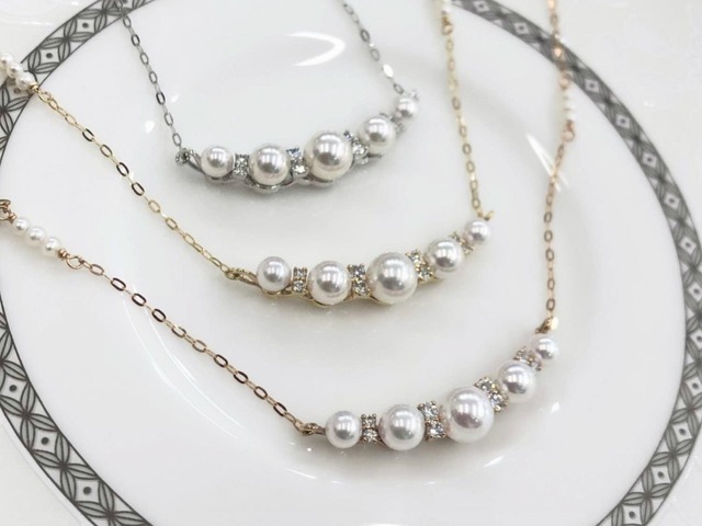 PT/K18YG/K18PG 3.8/4.7/5.8ミリ パールペンダントネックレス