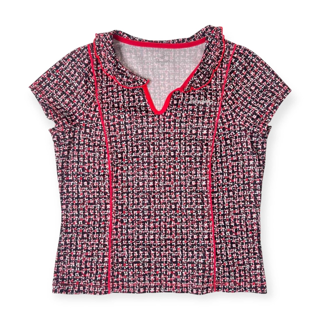 Paradiso パラディーゾ 千鳥柄 スキッパー 半袖 ドライシャツ カットソー S/マルチ レディース ゴルフ