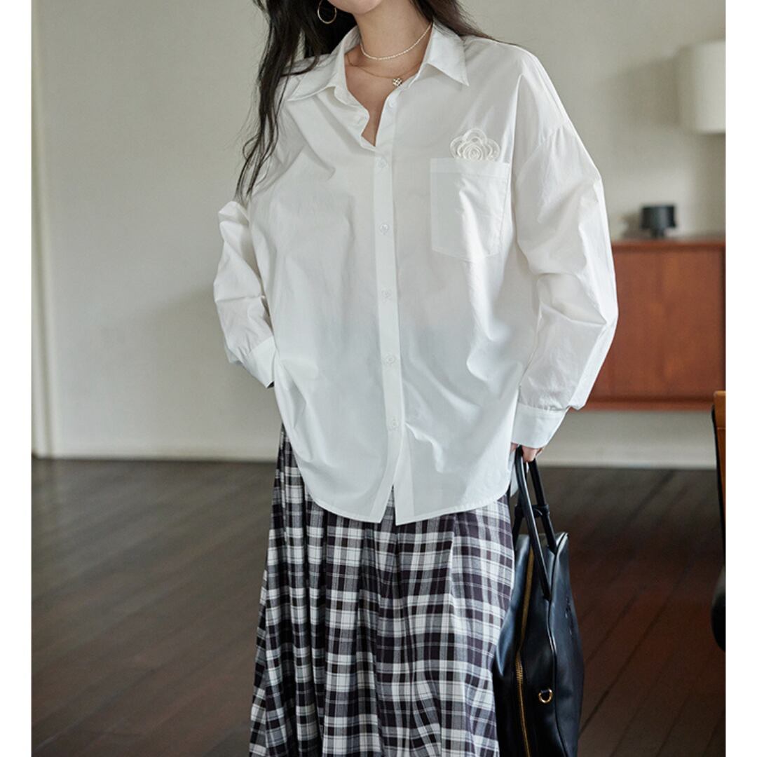 long sleeve white top shirt jacket loose