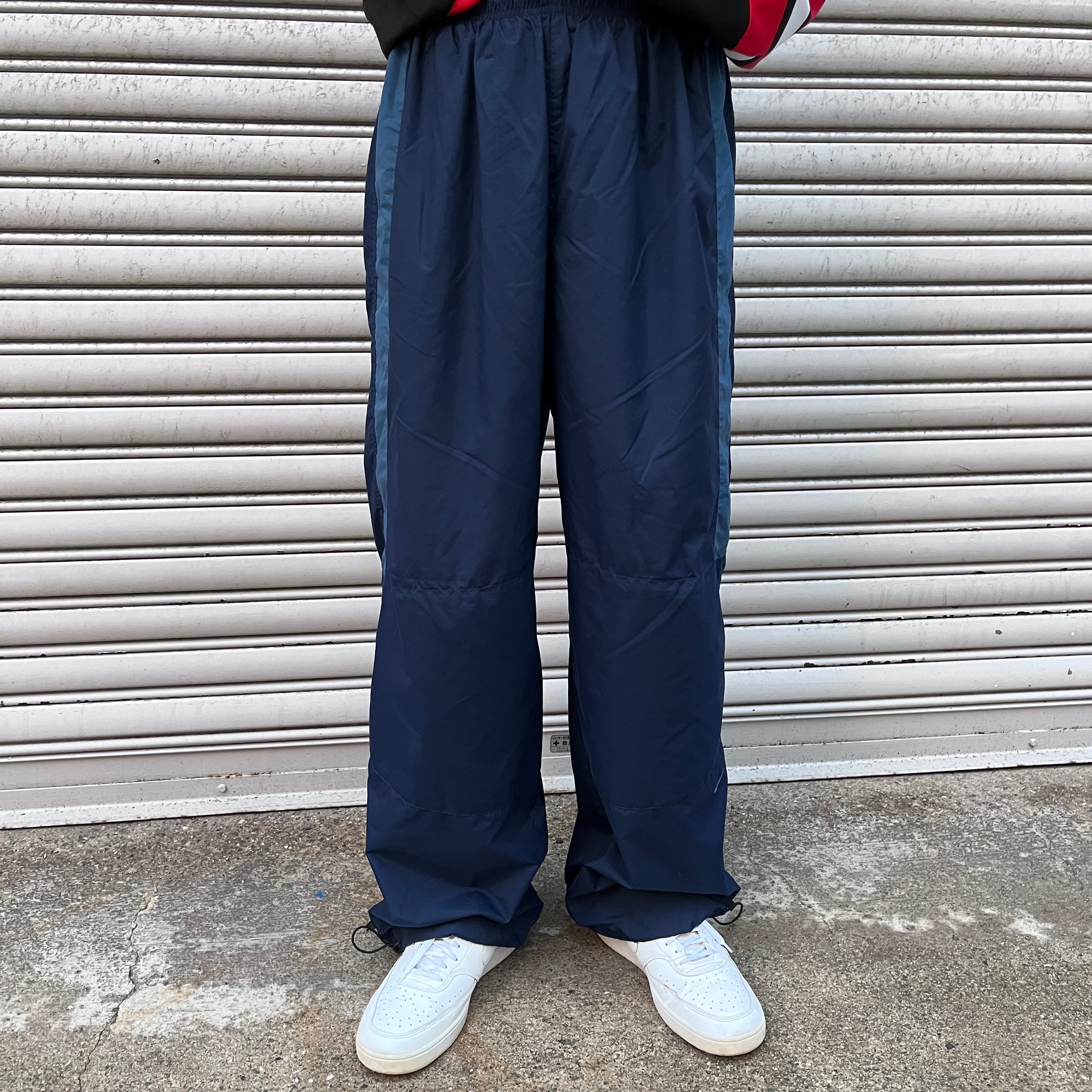 00s NIKE ナイロンテックパンツ ワイドシルエット サイドライン L | 古着屋 Uan powered by BASE