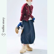 サクランボが踊るバーガンディ・ニットカーデ 《i0810》