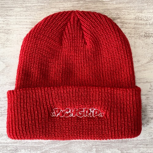 【PUSH GRIP】 BUBBLE STRAIGHT BEANIE  (RED)