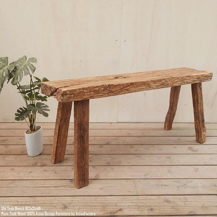 一点物 オールドチーク無垢材 スツール 102cm 木製 ベンチ 木 おしゃれ 総無垢材 一枚板 アジアン家具 長椅子 木製いす 天然木 椅子 チェア バリ家具 ウォールナット マホガニーに並ぶ高級木材 ハンドメイド アンティーク 北欧