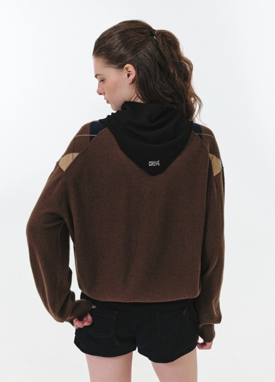 GROVE MOMO ARGYLE KNIT ニット 韓国 ☆IVE ユジン 着用！！【GROVE】MOMO ARGYLE KNIT (BROWN) | もごつ