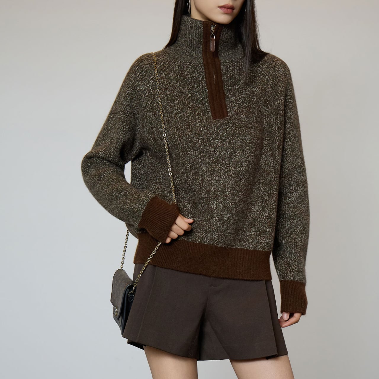 Color block turtleneck knit S1775