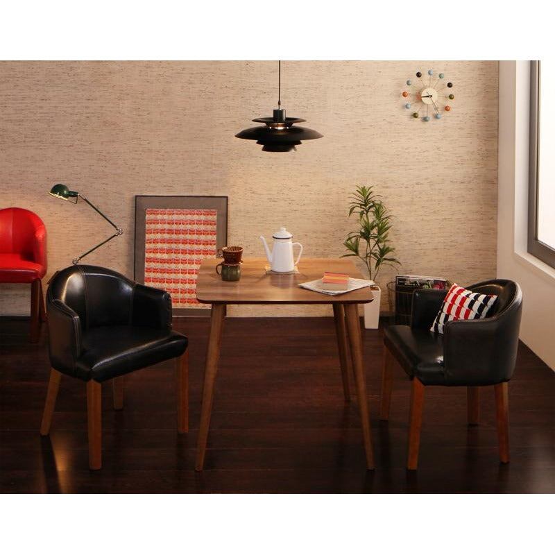 ダイニングセット ラウンドチェア×レザー カフェスタイルダイニング Patrie パトリ 3点セット W75