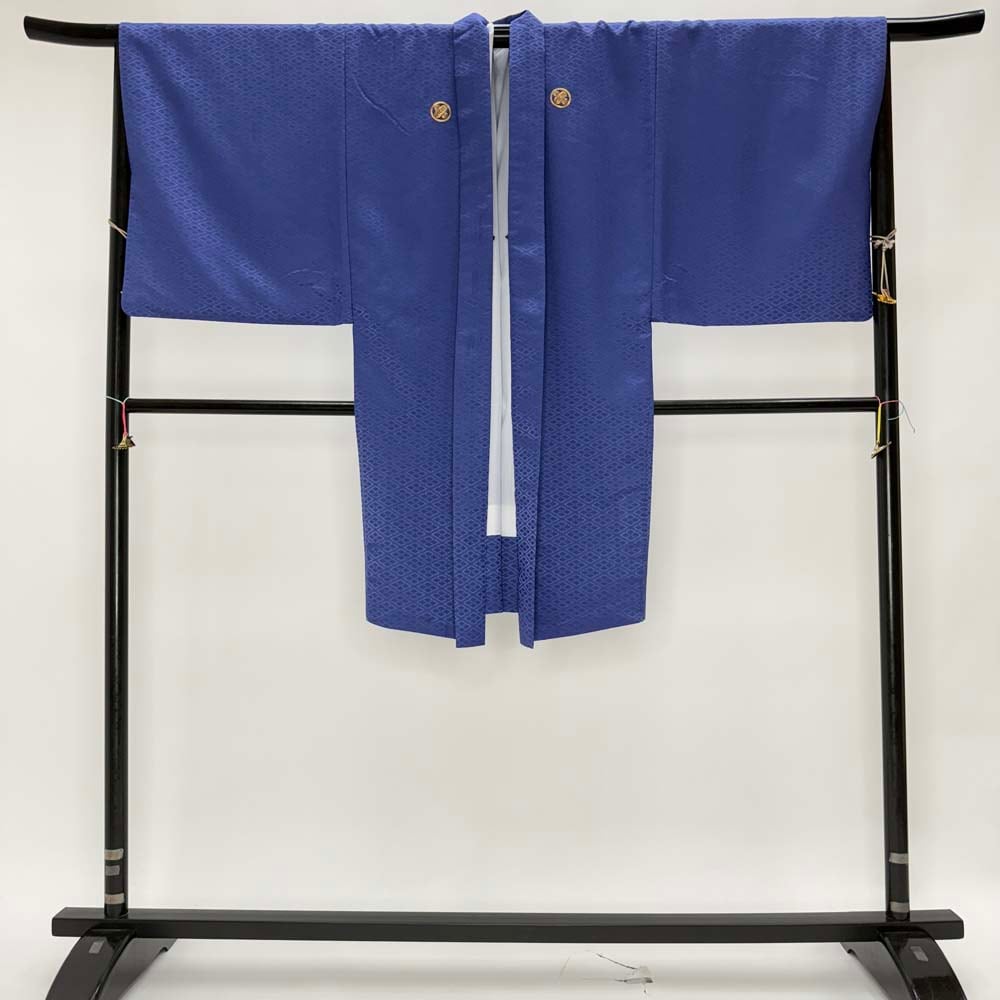 男紋付 男着物 紋付 ポリエステル 羽織 長着 裄77.2cm 3L size 紫