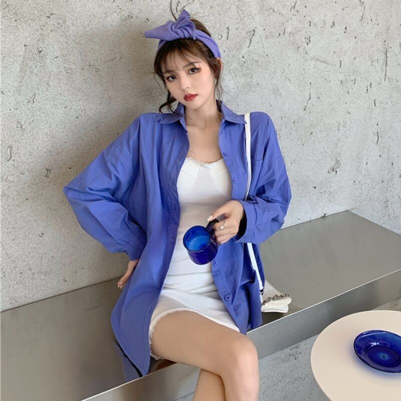 スタイルシャツ オータムルーズソリッド カラーレディース 秋物 ソリッドカラー ハンチェンe61012329927