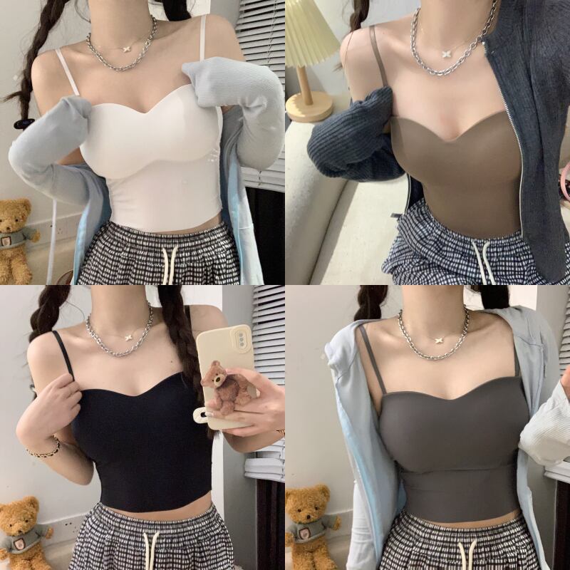 ブラトップ インナー ショート丈 トップス レディース カップ付