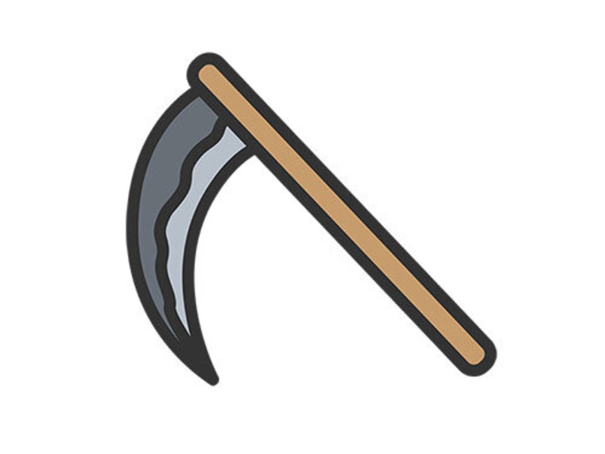 鎌(線画カラー)のアイコンのイラスト | イラストセンター有料素材販売