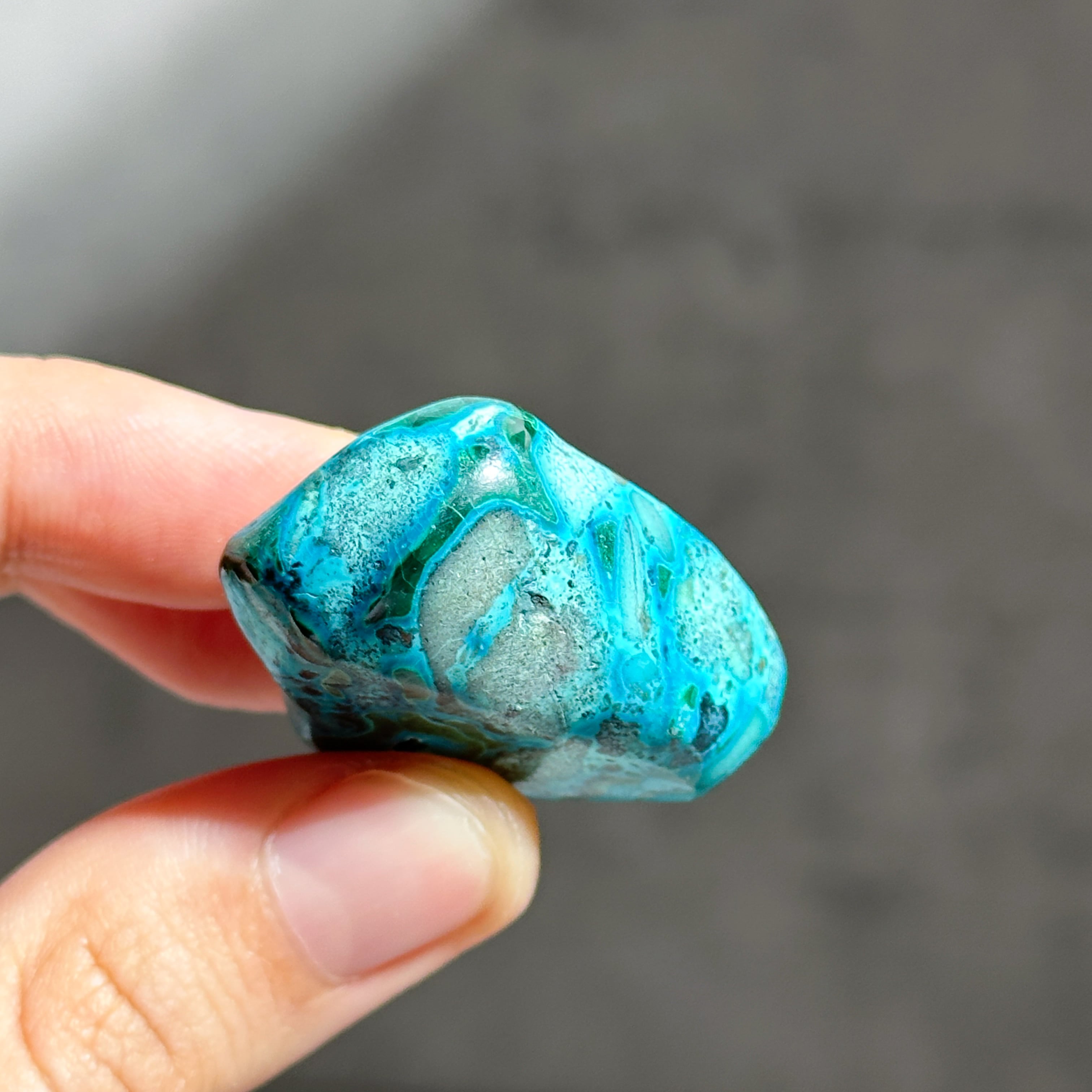 約75gあり‼️クリソコラ タンブル マラカイト with クリソコラ（マラコラ） タンブル43◇ Malachite with