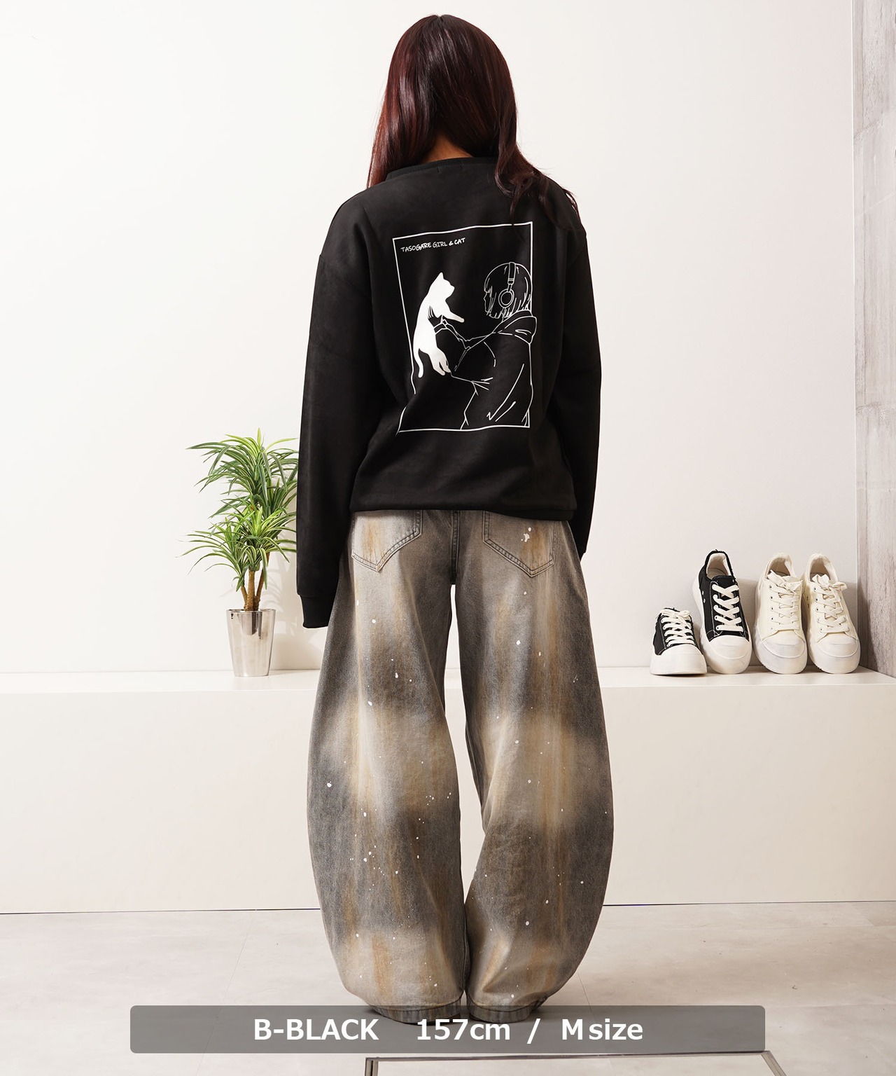 ◆ガール&ネコ フェイクスエード トレーナー◆si-30700725