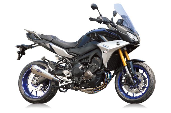 MT-09/TRACER,TRACER900/ GT リアルスペック シングル  チタンドラッグブルー(カーボンエンド)[RY19-C1RD] MT-09/TRACER,TRACER900/GT リアルスペック シングル チタンポリッシュ