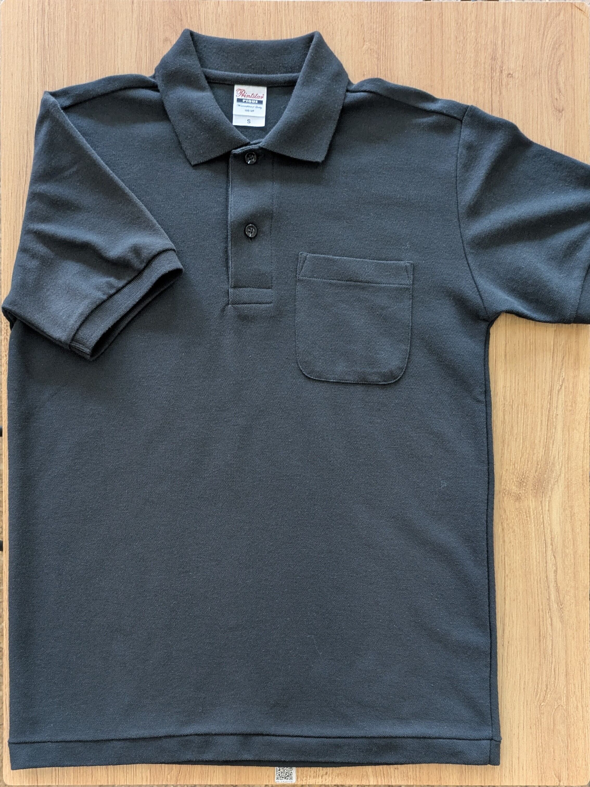 こぎん刺し柄プリント ポロシャツ(胸ポケット付・後ろワンポイント