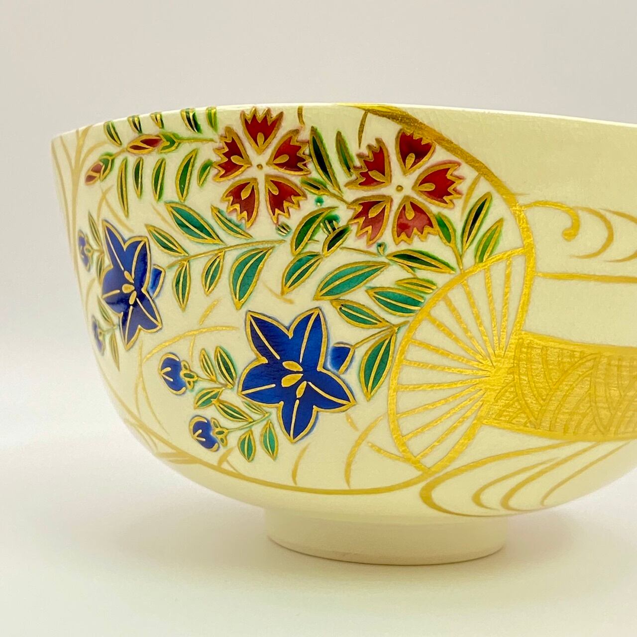 新品】茶碗 色絵 団扇 福本未来 共箱入 | 茶道具 錦玉堂