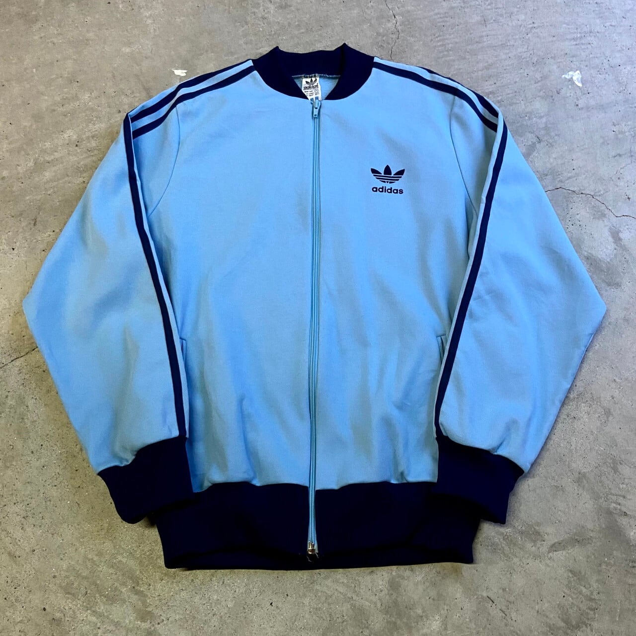 80s Adidas トラックジャケット トレフォイル 水色 vintage