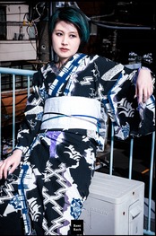 RumiRock 反物 ゆかた「勧進帳」　[A1684]