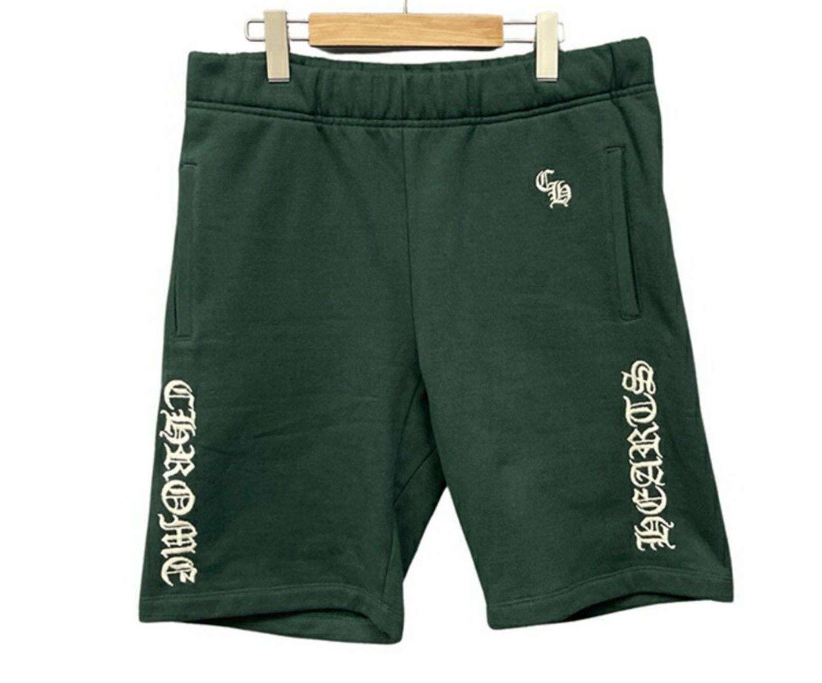 CHROME HEARTS クロムハーツ Y NOT SLO RIDE Sweat Shorts ワイノット スローライドスウェットショーツ ハーフパンツ ロゴ刺繍 シルバープレート グリーン