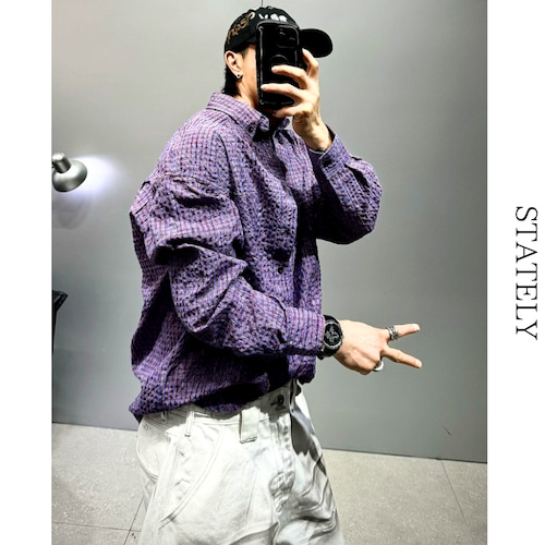 Grid Check シャツ/3color_T238 画像