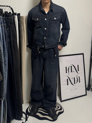 【SET】Structured Panel Lined Denim Setup (Dark Blue)
