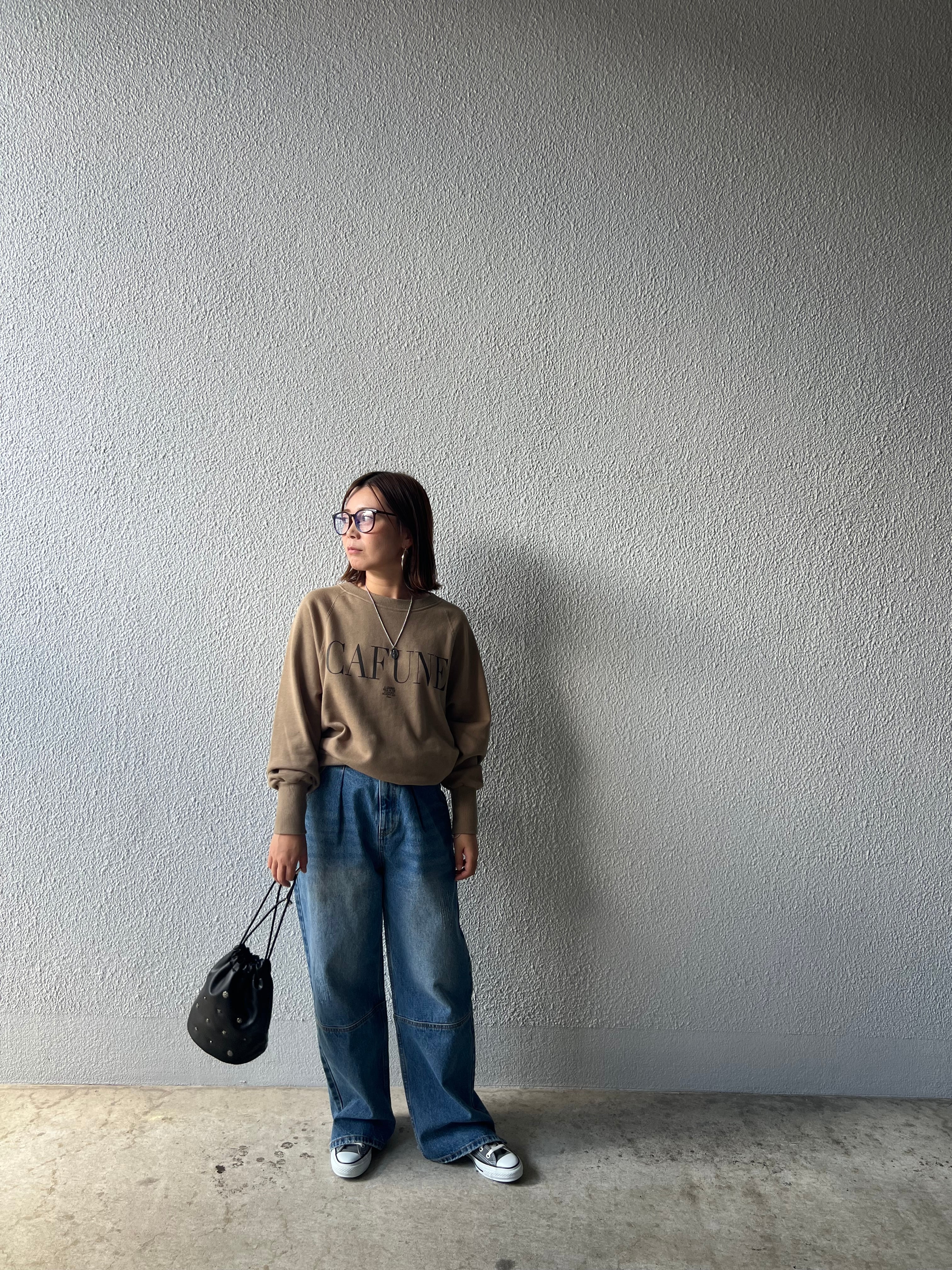 【cafune】バックZIP"CAFUNE"ロゴスウェット 535962