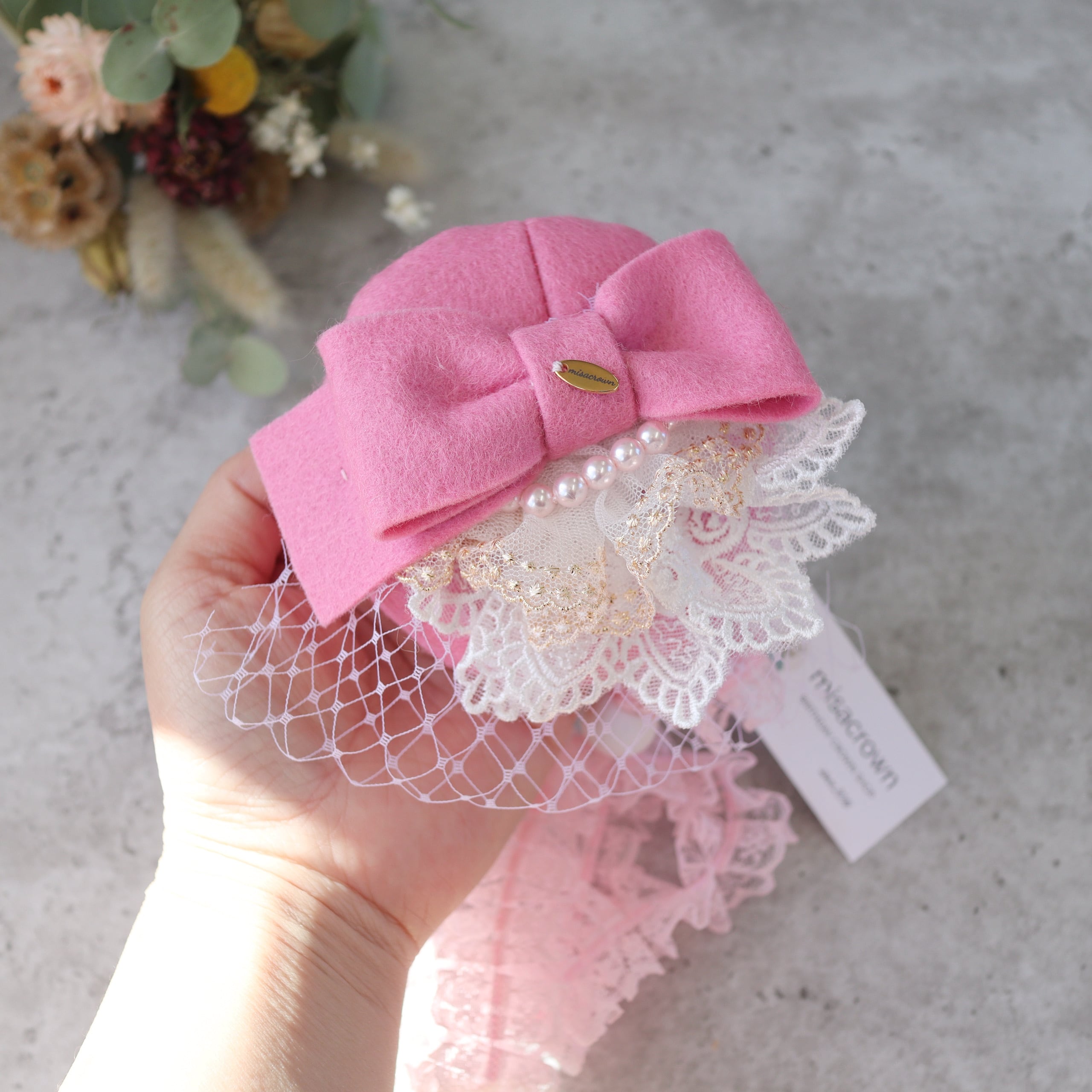 即納品/完成品】ロイヤル・トーク帽 ”candy pink 