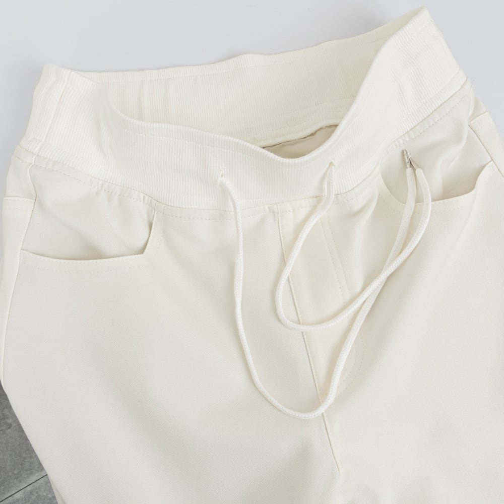 PASSIONE／パシオーネ】裏起毛ウェストリブセミワイドパンツ（ホワイト