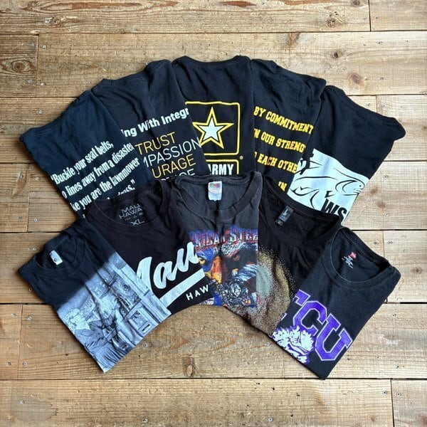 1点物◇PORT釣りWSF黒バックプリントTシャツ古着メンズXLレディースOK