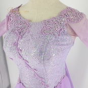 社交ダンス 衣装 スタンダード ドレス ワンピース パーティドレス Sekine ダンス衣装 パープル系 シルバー系 紫 レース スパンコール 長袖 リュック?