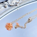【秋の福袋】金木犀のロングアシンメトリーピアスorイヤリング&シンプルネックレス2点セット　サージカルステンレス
