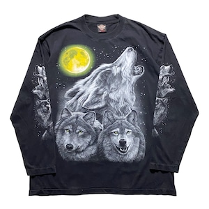 Wolf & Moon print long sleeves tee
