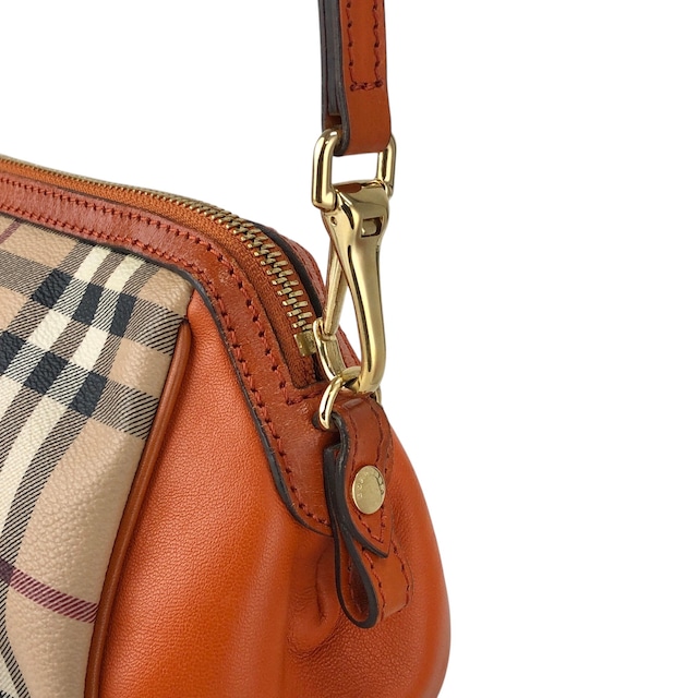 BURBERRY バーバリー ノバチェック ショルダーバッグ ベージュ×オレンジ ロゴ PVCレザー 2WAY ワンショルダー vintage ヴィンテージ オールド 2e2732