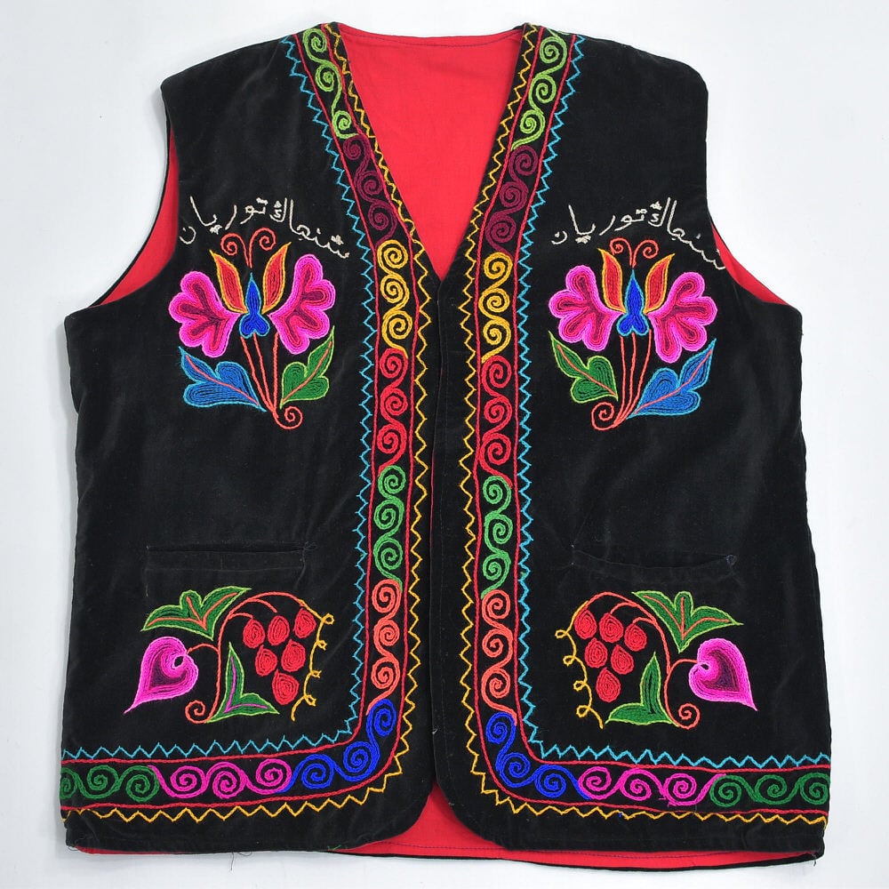 80～90s Embroidery Vest エスニック ハンドステッチ フラワー 刺繍