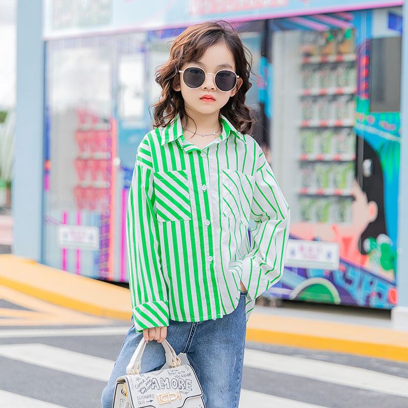 シャツ スプリングストライプスタイルトップス ロング 春物 トレンディボーイ84394852747