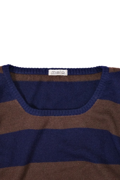 ［1990's- Early 2000's］ "malo" Pure Cashmere Striped Crew Neck Sweater （made in Italy）