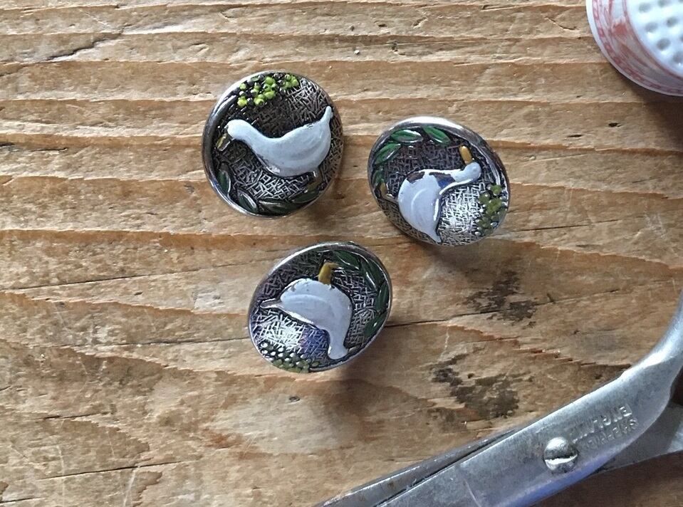 アヒルのボタン ヴィンテージ メタルボタン 3PCS