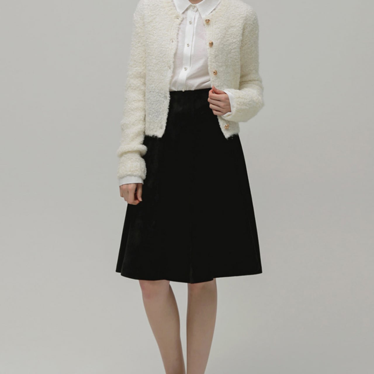 ハイウエストAラインフレアスカート Me1636