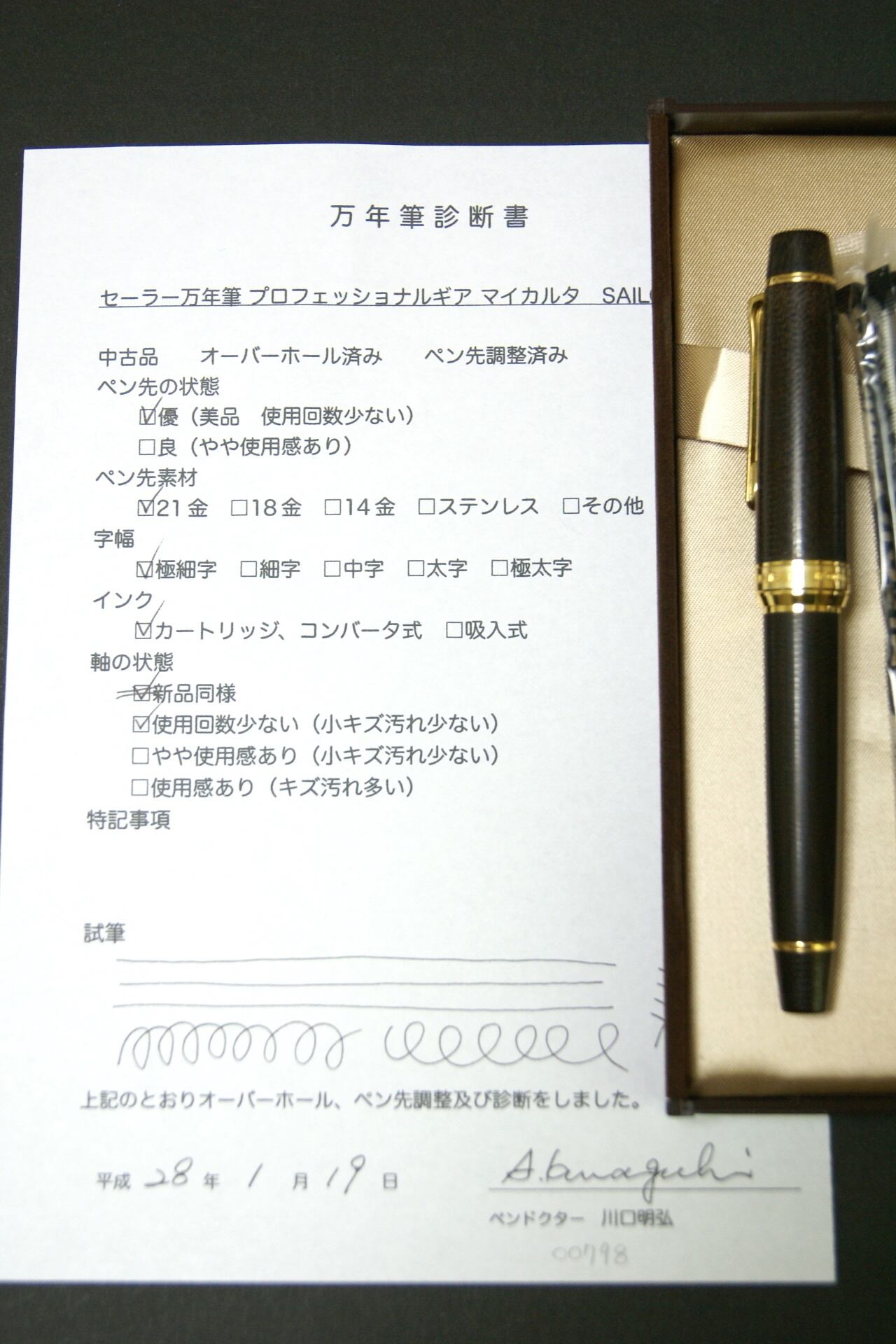 2010 セーラー万年筆 プロフェッショナルギア マイカルタ グリーン
