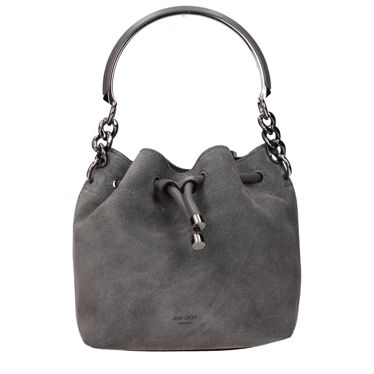 【新品】JIMMY CHOO ジミーチュウ レディース ハンドバッグ スエード グレー BONBONBUCKETSOSUESTORMGUNMETAL